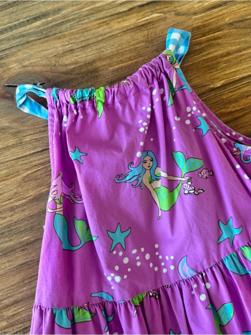 Eleanor Rose Purple Mermaid Print Tiered Lexie Dress size 6/7 - Picture 3 of 10